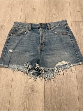 OOTDFash Light Blue Distressed Frayed Hem Jean Shorts
